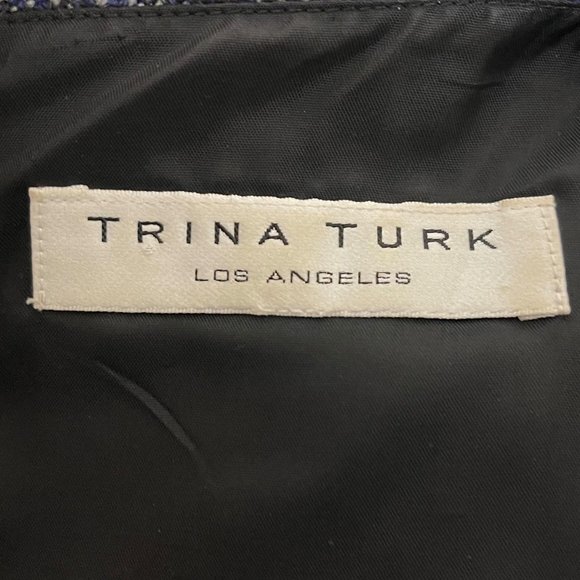 Trina Turk Black Sleeveless Sheath Dress Purple Tweed Bodice Wool Blend … - Picture 5 of 6